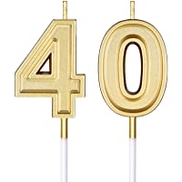 Velas de Cumpleaños de Años 40 Velas de Pastel Numeral Decoración de Topper de Velas de Feliz Cumpleaños para…